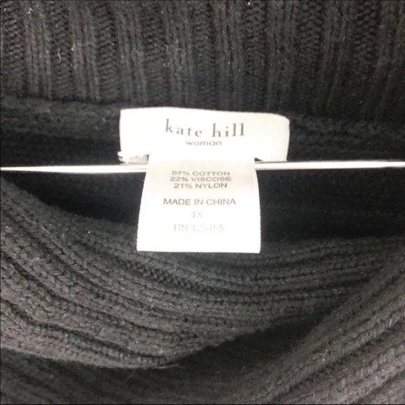 Katie Hill black oversized cowl neck sweater 1x - Picture 2 of 3